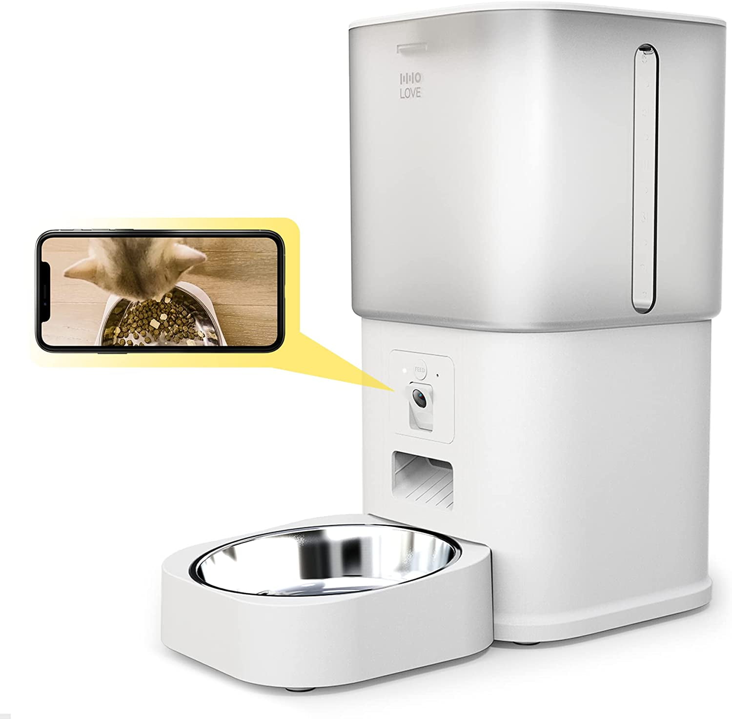 HHO Automatic Cat Feeders with Visible Food Bowl, 6L Camera Pet Dry