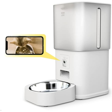HHO Automatic Cat Feeders with Visible Food Bowl  6L Camera Pet Dry Food Dispenser  Auto Notification of Pet s Meal Picture and Video Live  Easy APP-Controlled Timed Dog Feeder Automatic cat feeders with visible food bowl observe your cat eating at anytime.Use  HHO LOVE  app or  Smart Life  app to control the automatic cat feeder you can customized feeding plan according your cat s situation.6L large capacity can storage more cat food than other feeders.The cat feeder uses a double anti-jamming design to solve the troubling issue of food jamming. It has two-way induction and a 45-degree steep slope design to ensure unimpeded food delivery.