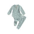 thumbnail image 1 of Kmbangi Combinaison à Manches Longues Imprimé Soleil Côtelé Col Rond + Pantalon avec Nœud, 1 of 8