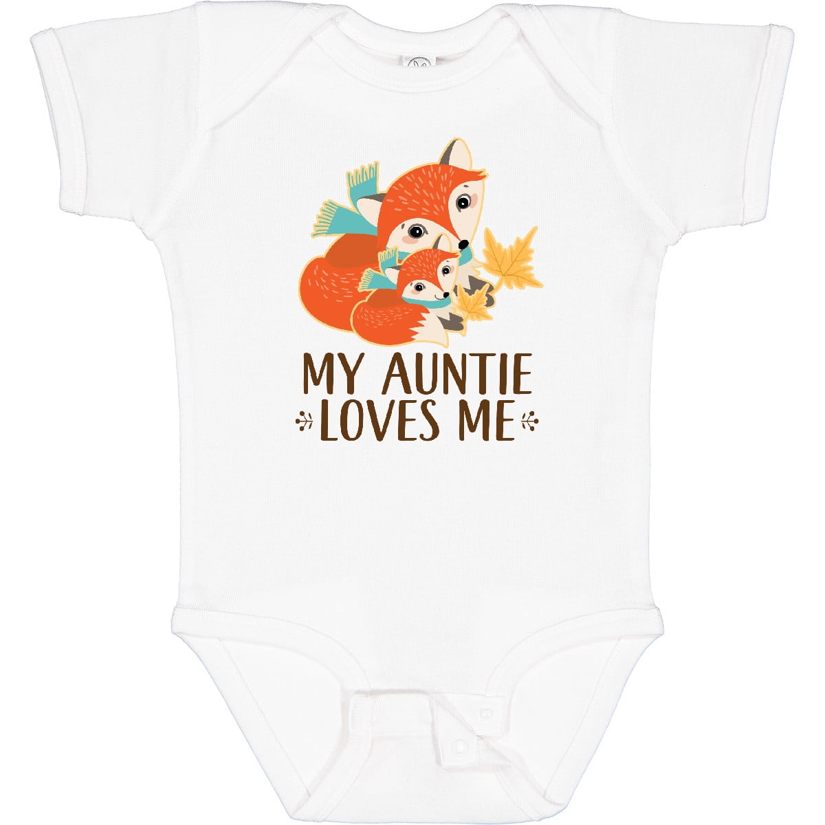 Inktastic Auntie Loves Me Woodland Fox Boys or Girls Baby Bodysuit