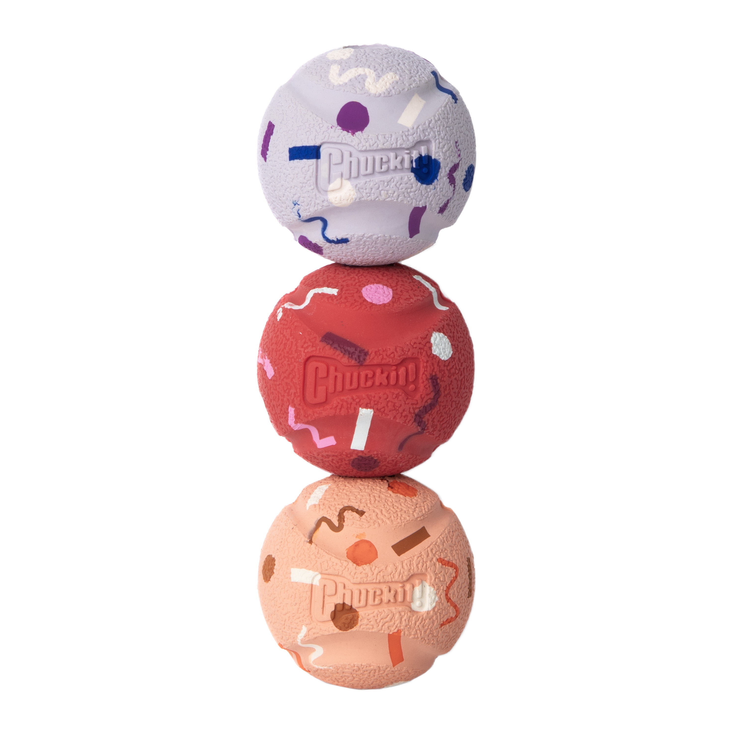 Chuckit! Birthday Fetch Medley Dog Balls, Small 2", Pack of 3 – Birthday‑Scented Rubber Fetch Toys for Dogs Up to 20 lb