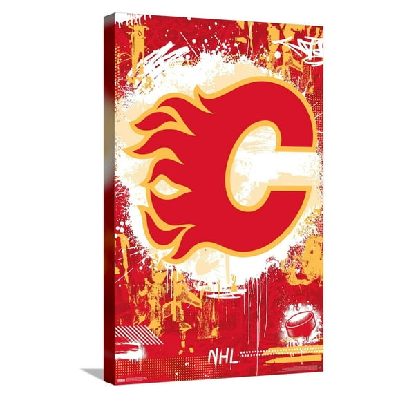 NHL Calgary Flames - Maximalist Logo 23 Canvas Wall Poster, 14.725" x 22.375"