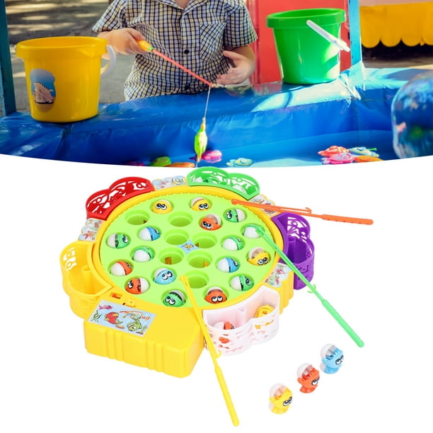 Youthink Rotating Fishing Game Board, Hand Eye Coordination 24 Fish Fishing Game Play Set Abs With Music For Daily Playing For Toddlers