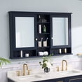 thumbnail image 2 of ANGELES HOME 55"x 35" Wall Mounted Mirrored Medicine Cabinet for Bathroom, 3 Tier Wood Mirror Cabinet Storage with 2 Soft-close Door, Bathroom Accessory, Navy Blue, 2 of 8