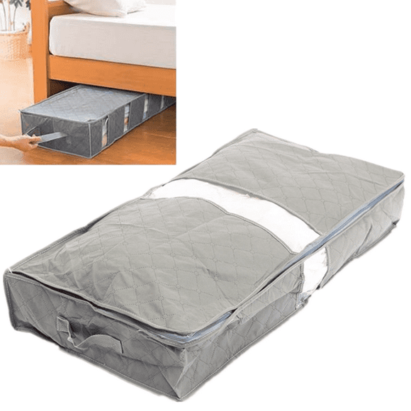 Portable Gray Under-bed Under The Bed Storage Bag Simplify Box Organizer with Clear Plastic Zippered Cover For Clothes Blankets Shoes Duvet Pillow item