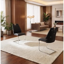 Sumdeal Dining Chair Sets (2, 4, or 6 chairs), modern leather upholstered chairs, high backrests, silver backrest rings and chrome armrests, waterproof PU leather (white, black, grey, or beige).