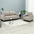 thumbnail image 4 of HOMCOM Button Tufted Armchair Upholstered Accent Chair with Rubberwood Legs, 4 of 8