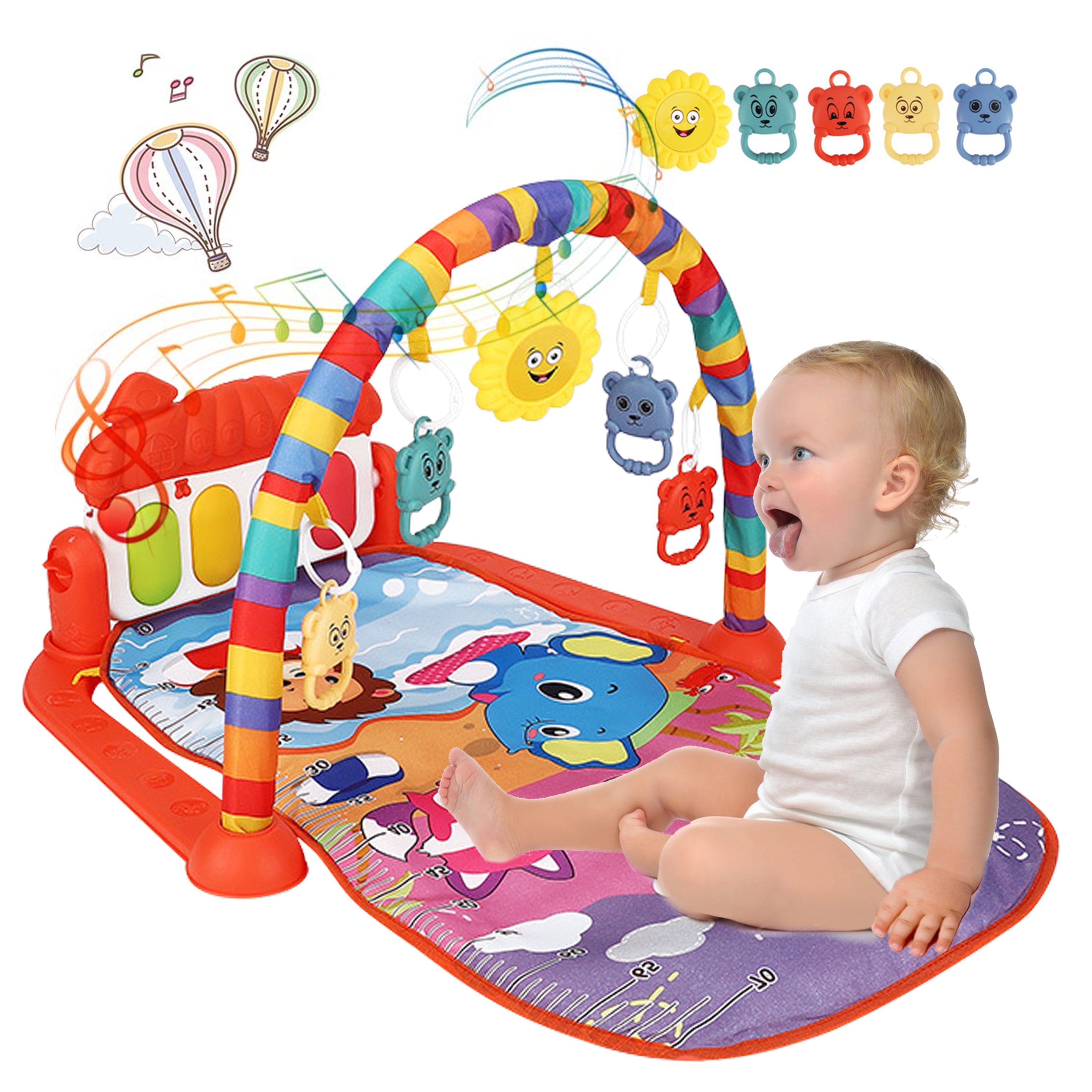 Baby Kick and Gym Play Mat Lay & Play 3 in 1 Fitness Music and Lights Fun Piano Activity Mat