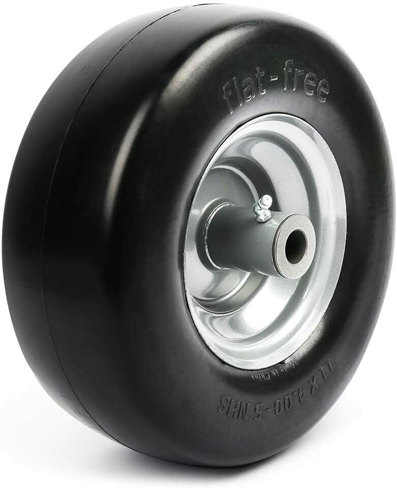 Flat Free 11x4.005'' Lawn Mower Tire on Wheel with 3/4" and 5/8
