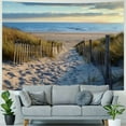 thumbnail image 4 of Creowell  Ocean Beach Tapestry Seaside Wall Decor  Sunset Costal Scenery Landscape Wall Hanging Nautical Sea Scenic Sand Blue Sky Summer  Bedroom Living Room Dorm Painting, 4 of 6