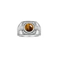 thumbnail image 1 of RYLOS Mens Rings Sterling Silver Designer Round Gemstone &  Sparkling Diamond Ring Tiger Eye November Birthstone Rings For Men, Men's Rings, Silver Rings, Sizes 8 - 13, 1 of 7