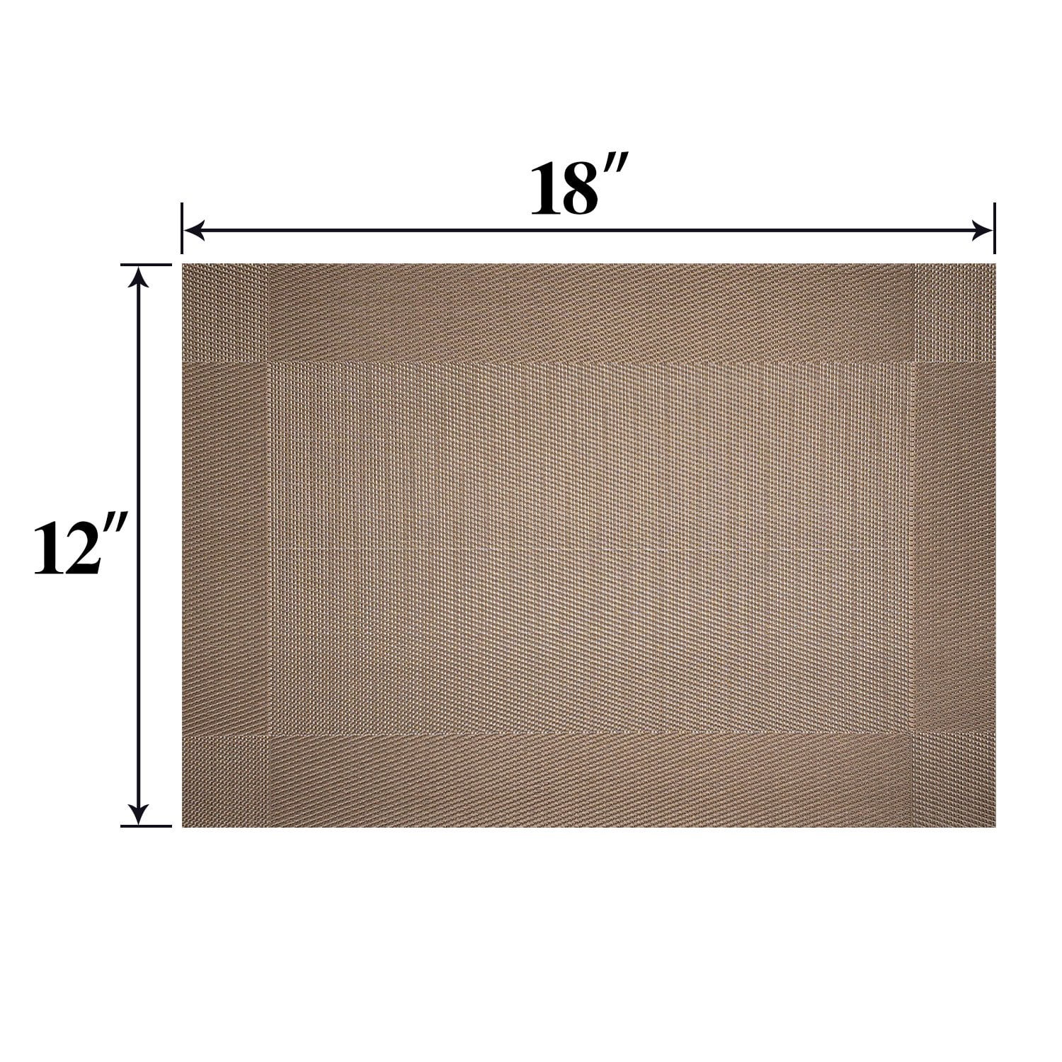 Howarmer Vinyl Woven Placemats for Dining Table, 12x18 Inch Rectangle  Washable PVC Placemats Anti-Slip Heat Resistant Kitchen Table Mats Easy to