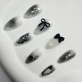 thumbnail image 4 of 24Pcs Flower Press on Nails Medium Almond Fake Nails with 3D Colorful Spring Floral Butterfly Design Gold Beads Rhinestones Charms False Nails Tips Glue on Nails for Women Daily Wear, 4 of 6