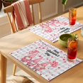thumbnail image 4 of Galentine's Day Placemats Set of 8 Pink Gnomes Love Heart Grey Plaid Place Mats Indoor Wipeable Table Mats Washable Cloth Dining Table Placemats for Kitchen Holiday Party Home Decor 13x19 Inch, 4 of 9
