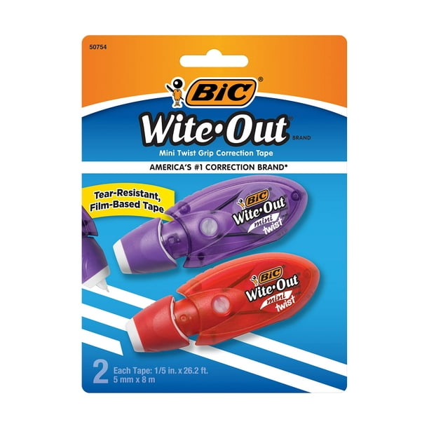 BIC Wite-Out Brand EZ Correct Correction Tape, White, 2-Count : :  Home & Kitchen