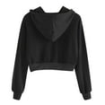 thumbnail image 3 of Women Long Sleeve Drawstring Crop Sweatshirt Crop Top Hoodie Pullover Top Blouse Black L, 3 of 9