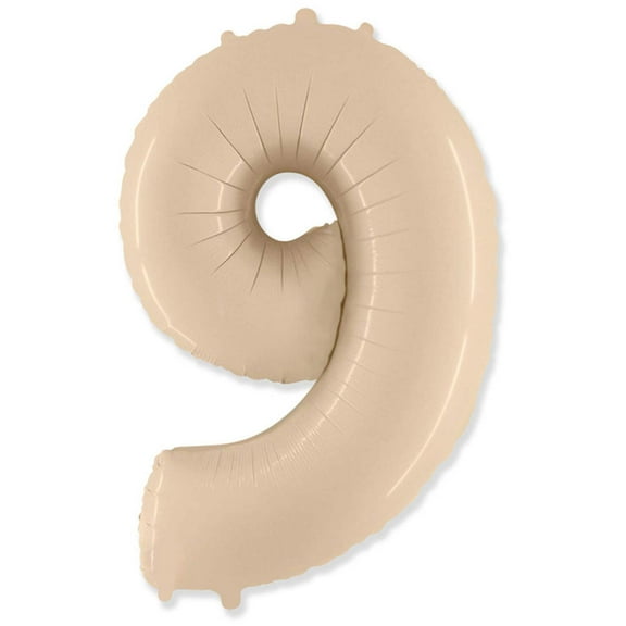 42 inch Number 9 - Party Brands - Satin Cream Foil Mylar Balloon - Party Supplies Decorations