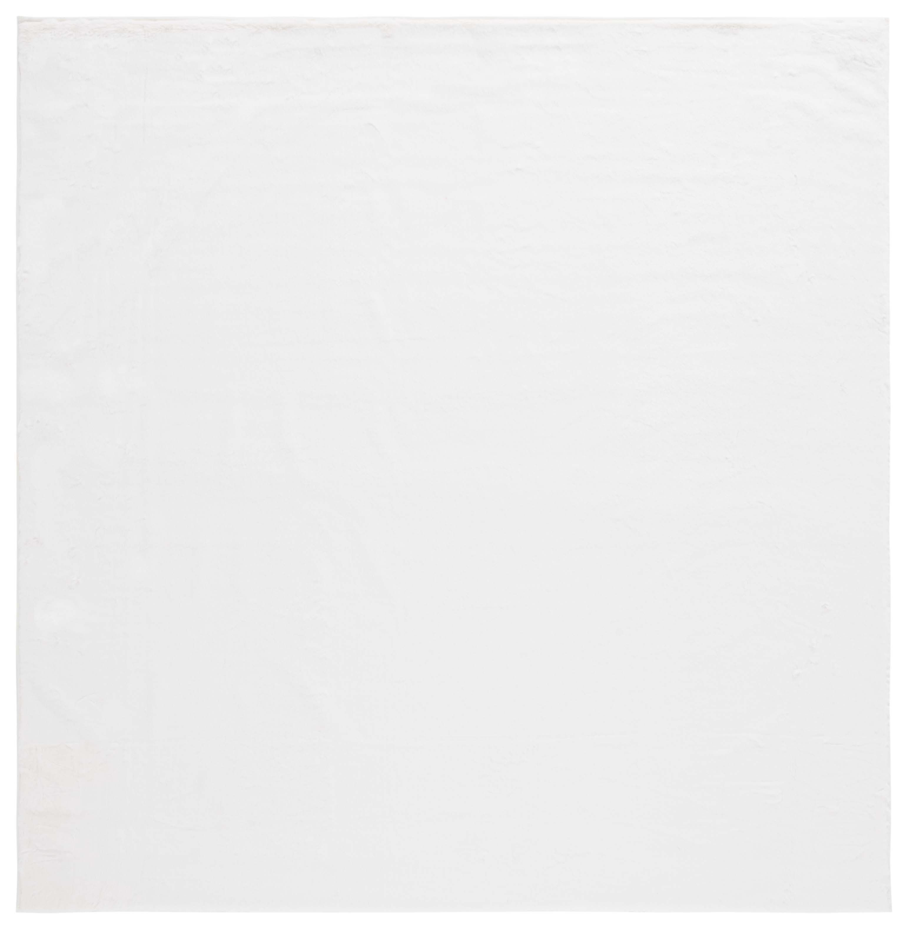 Safavieh Faux Rabbit Fur Davin Solid Machine Washable Slip Resistant Area Rug, Off White, 6' x 6' Square