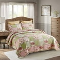 thumbnail image 3 of JML Bedspread Set, King, Pink Green Flower, 3 Piece, 3 of 6