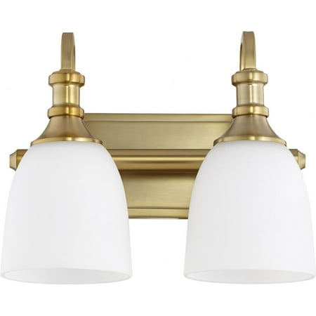

Thornfield Mews 2 Light Vanity Light in Bailey Street Home Home Collection Style 12.5 inches Wide By 10.5 inches High-Aged Brass Finish-Satin Opal