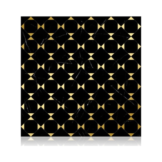 Toystoory Pegatinas pequeñas DIY, calcomanías impermeables de PVC, protección a prueba de aceite, papel tapiz suave para cocina, restaurante Decoración del hogar Geometría de oro negro 10