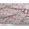 thumbnail image 2 of Soimoi Gray Cotton Duck Fabric Stripe & Flamingo Floral Printed Craft Fabric by the Yard 56 Inch Wide, 2 of 3