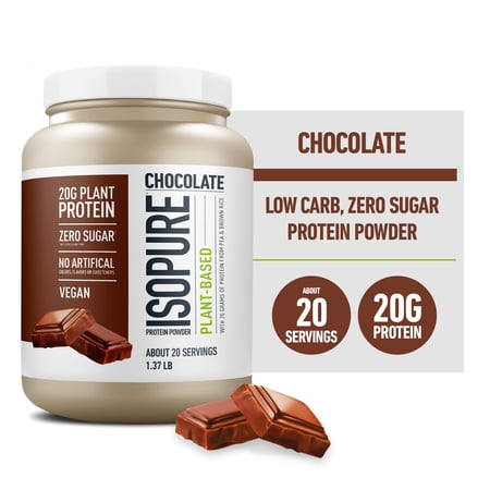 Isopure Plant-Based Protein, Pea & Brown Rice Powder, Chocolate,1.37 lb