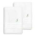 thumbnail image 4 of Authentic Hotel and Spa  Omni Turkish Cotton Terry Set of 2 White Bath Towels with Grey Script Monogrammed Initial White/X, 4 of 5