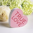 thumbnail image 2 of True Love Candy Heart Pink 3.5 x 3.3 Pine Wood Valentine's Small Shape Sign, 2 of 5