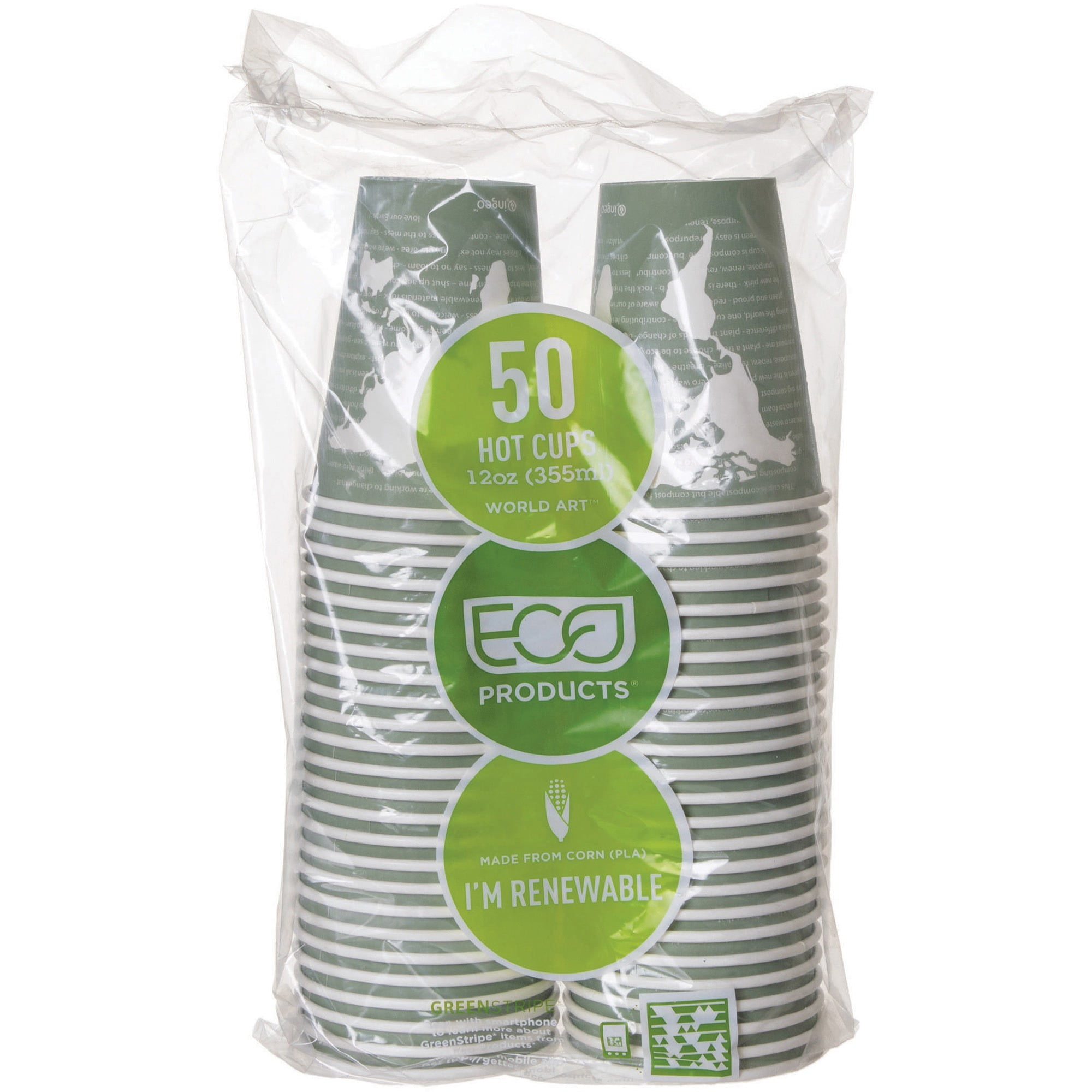EcoProducts, ECOEPBHC12WAPK, Renewable Resource Hot Drink Cups, 50 / Pack, Multi, 12 fl oz