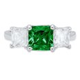 thumbnail image 7 of Three-Stone Engagement Ring for Women - 4ct Simulated Emerald in 14K White Gold Promise Ring, 7 of 7