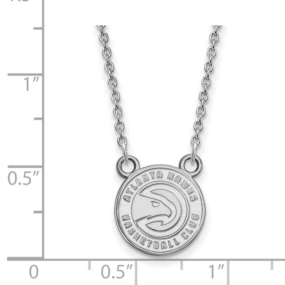 Solid 10k White Gold Official NBA Atlanta Hawks Small Pendant with Pendant Necklace Charm Chain - with Secure Lobster Lock Clasp 18" (Width = 12mm ) - image 3 of 4