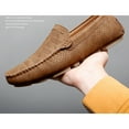 thumbnail image 6 of Loafers for Men Round Toe Breathable Perforated Genuine Leather Lightweight Slip Resistant Comfortable Flat Heel Fashion Slip-onsa, 6 of 9