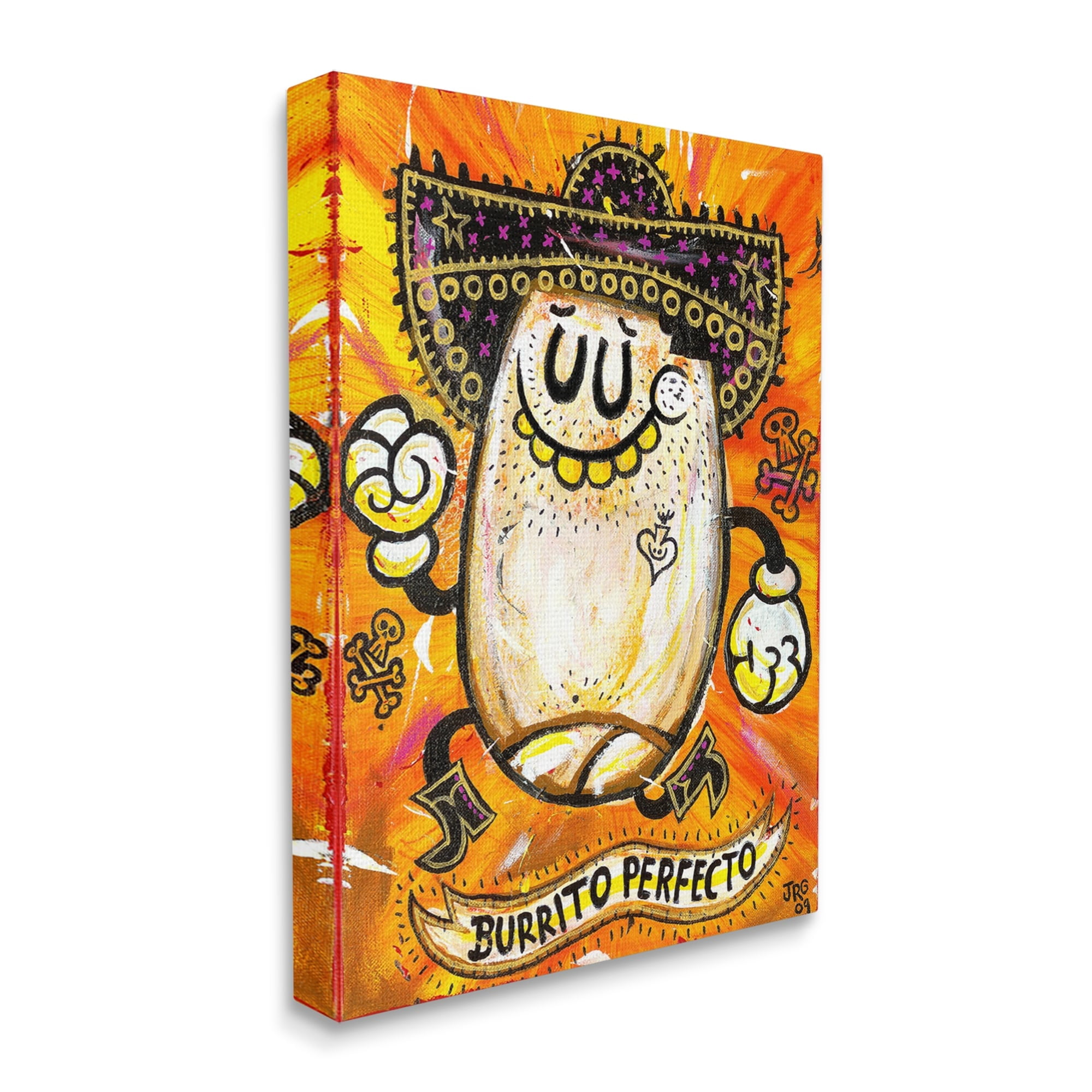 Stupell Industries Lively Pop Style Burrito Contemporary Sombrero Hat Canvas Wall Art, 30 x 40, Design by Jorge R. Gutierrez