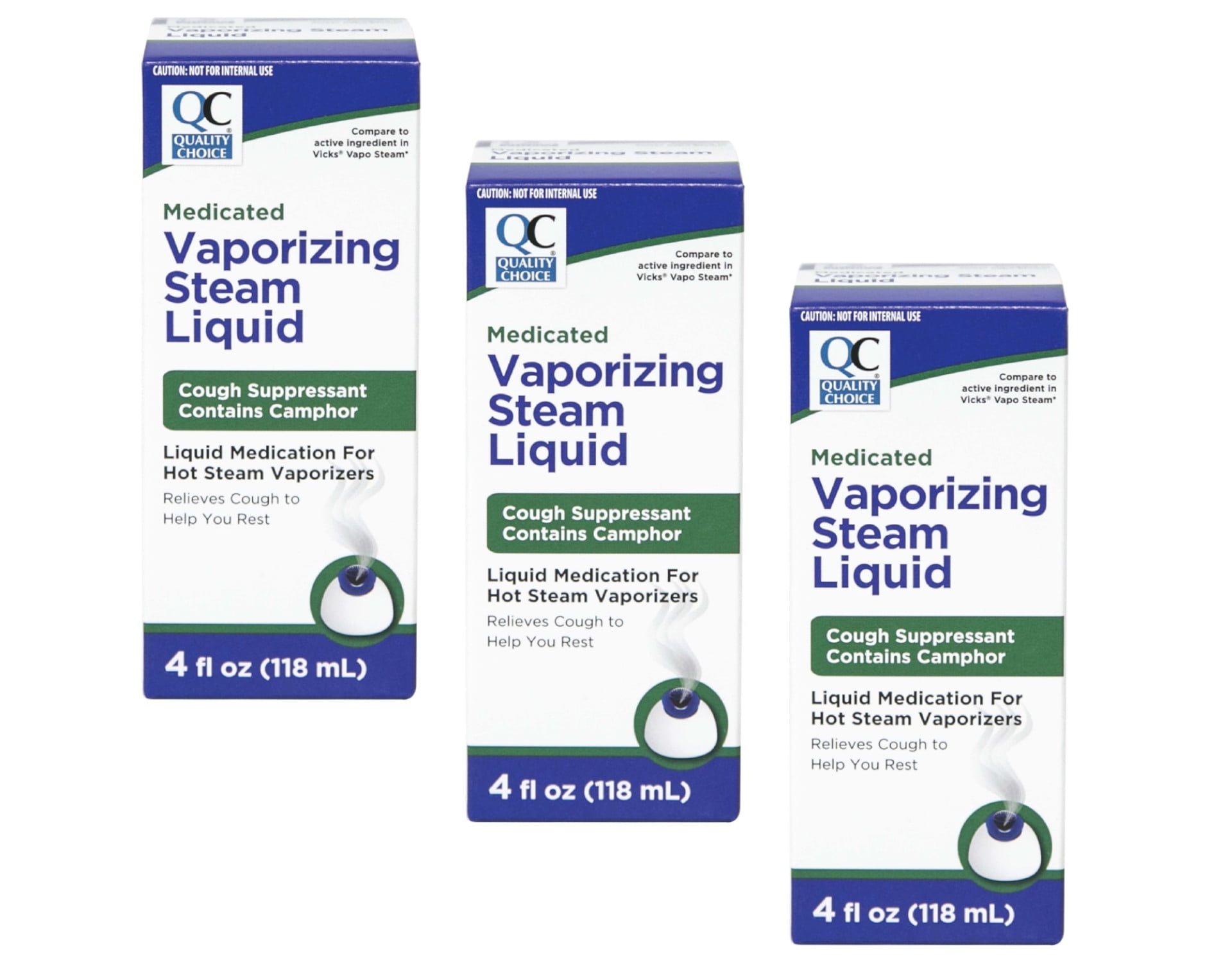 3 Pack Quality Choice Medicated Vaporizing Steam Liquid, 4 Ounces each