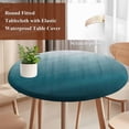 thumbnail image 4 of Blue Ombre Round Tablecloth, Fitted Table Cover with Elastic for 36"-44" Round Tables, Contemporary Gradient Abstract Art Table Cloth Outdoor Indoor Dinning Party Waterproof Tablecloths, 4 of 7