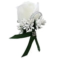 thumbnail image 4 of Broche de Flor de rosa artificial Sunnimix Ramillete de novia Blanco y verde oscuro Boutonniere Corsage Broche, 4 of 8