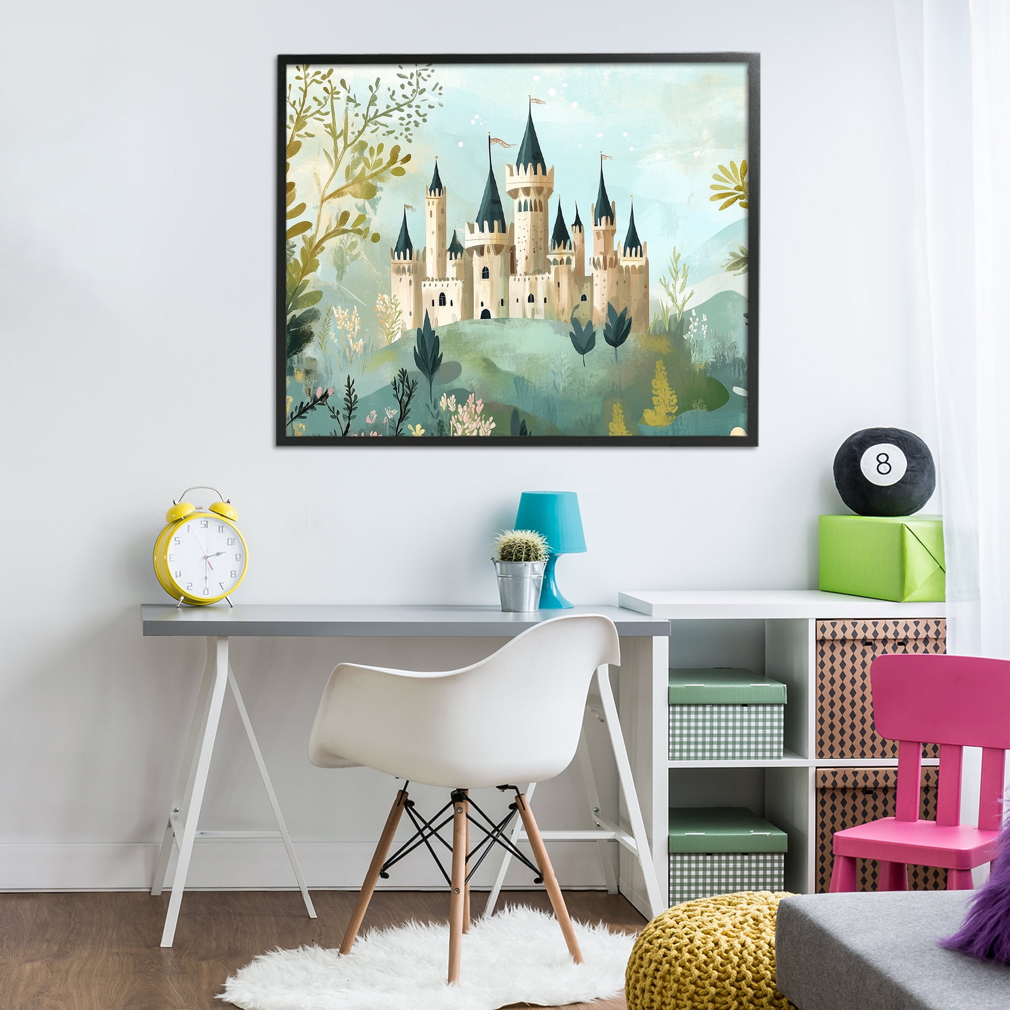 Stupell Industries Princess' Castle View Black Framed Giclee Art, design by Christine Simpson Art