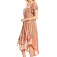 thumbnail image 3 of Sakkas Bree Long Embroidered Cap Sleeve Marbled Dress - Burnt Sienna - One Size Regular, 3 of 5