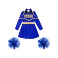 thumbnail image 3 of vastwit Kids Girls Cheer Leader Fancy Dress with Pom Poms Cheerleading Outfits Royal Blue 10, 3 of 5