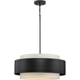 thumbnail image 4 of Progress Lighting, Silva Collection, 3-Light Pendant, Matte Black, White Linen Shade, 4 of 11