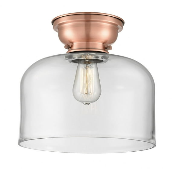 623-1F-AC-G72-L-Innovations Lighting-Bell - 1 Light Flush Mount In Industrial Style-9.4 Inches Tall and 12 Inches Wide-Antique Copper Finish-Clear