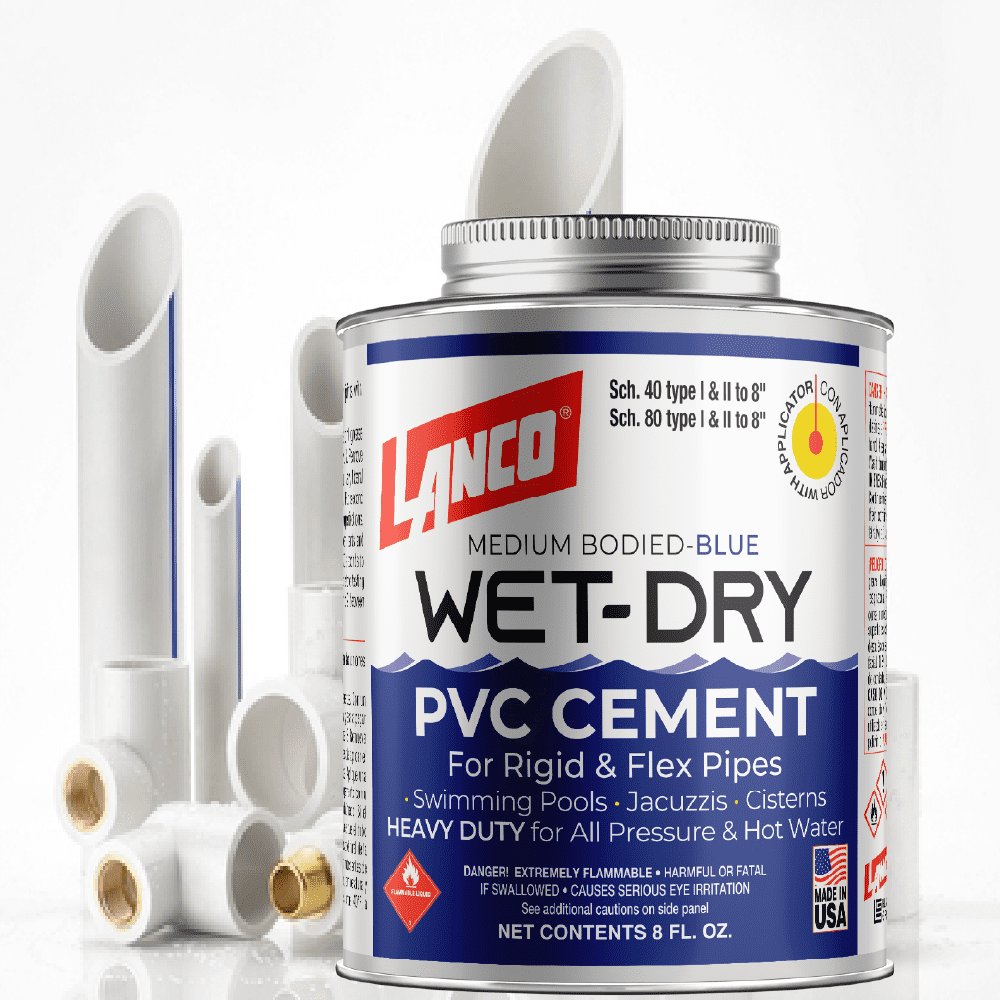 Lanco Wet-dry PVC Cement Blue Finish, 8 Ounce