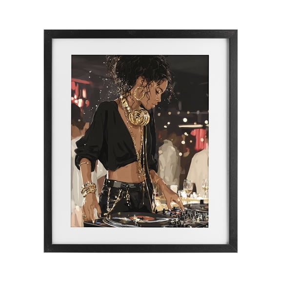 Stupell Industries Art Deco Touches Of Gold DJ Black Framed Print Under Glass, 13 x 16, by Franklyn Gregory