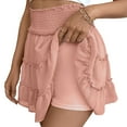 thumbnail image 5 of YDFCWXW Women Chiffon Skirts High Waist Ruffle Mini Skirts Tennis Golf Skirt Boho Summer Tiered Skirts with Built-in Shorts Pink, S, 5 of 6