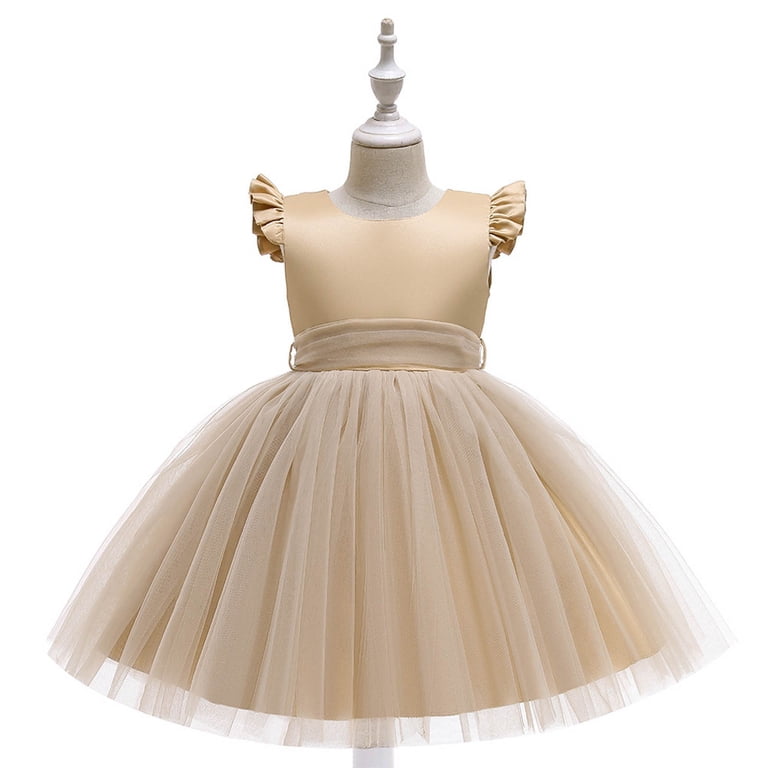 childrens yellow bridesmaid dresses Flower Girls Dress Wedding Pageant Party Princess Communion Boho Dance Gown Kindergarten Graduation 3-4 Years old money party dress How to Play Long Size:Medium (54) spun chiffon