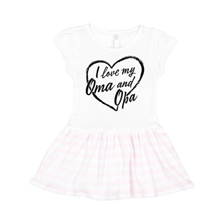 

Inktastic I Love My Oma and Opa in Black Chalk Heart Gift Toddler Girl Dress