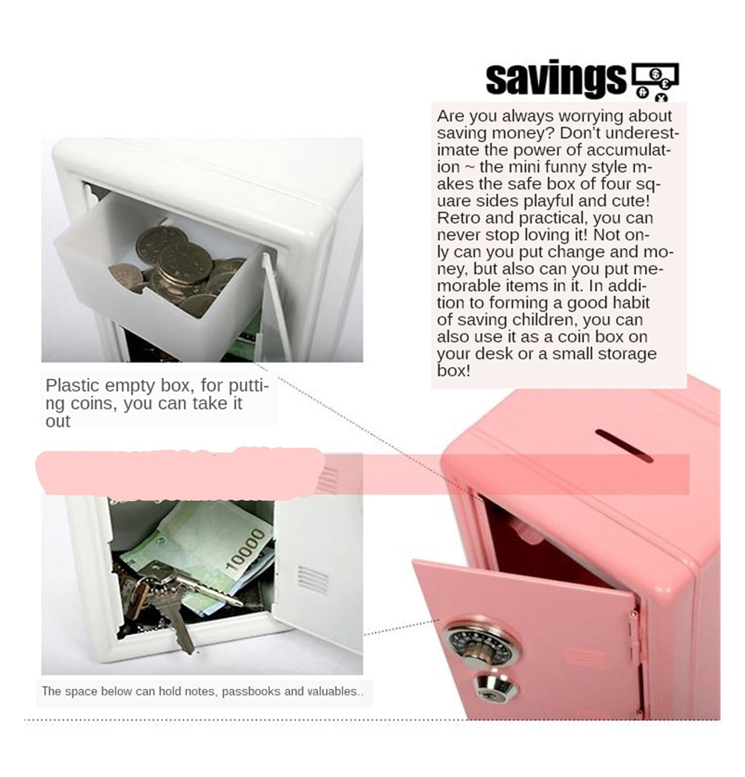 Safe Box Design Mini Petty Cash Money Box Stainless Steel Security ,House, Apartment, Office Key Storage