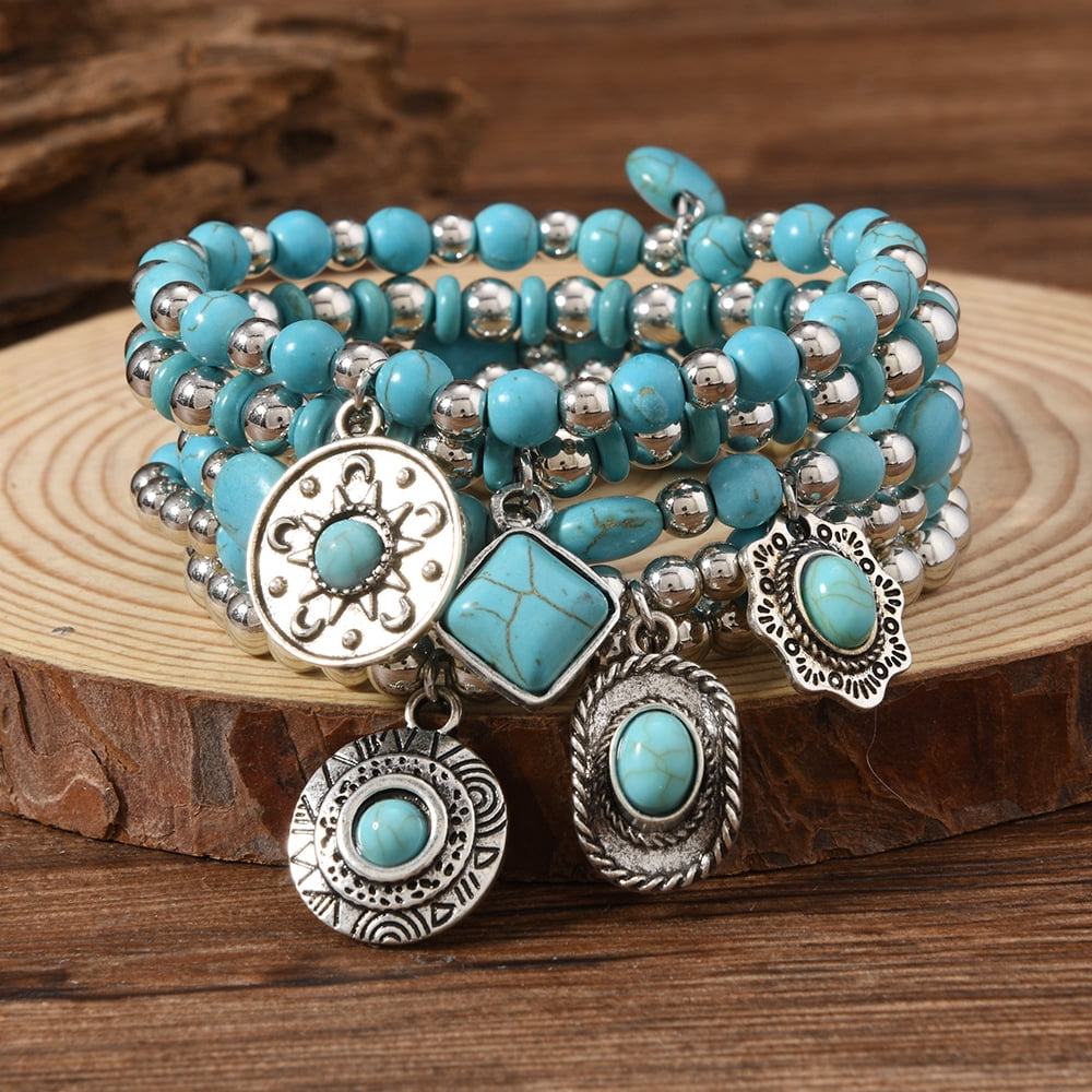LOLIAS 6-teiliges Bohemian Perlen Armband Set – Mehrschichtige Stapelarmbänder, Dehnbar, Für Damen