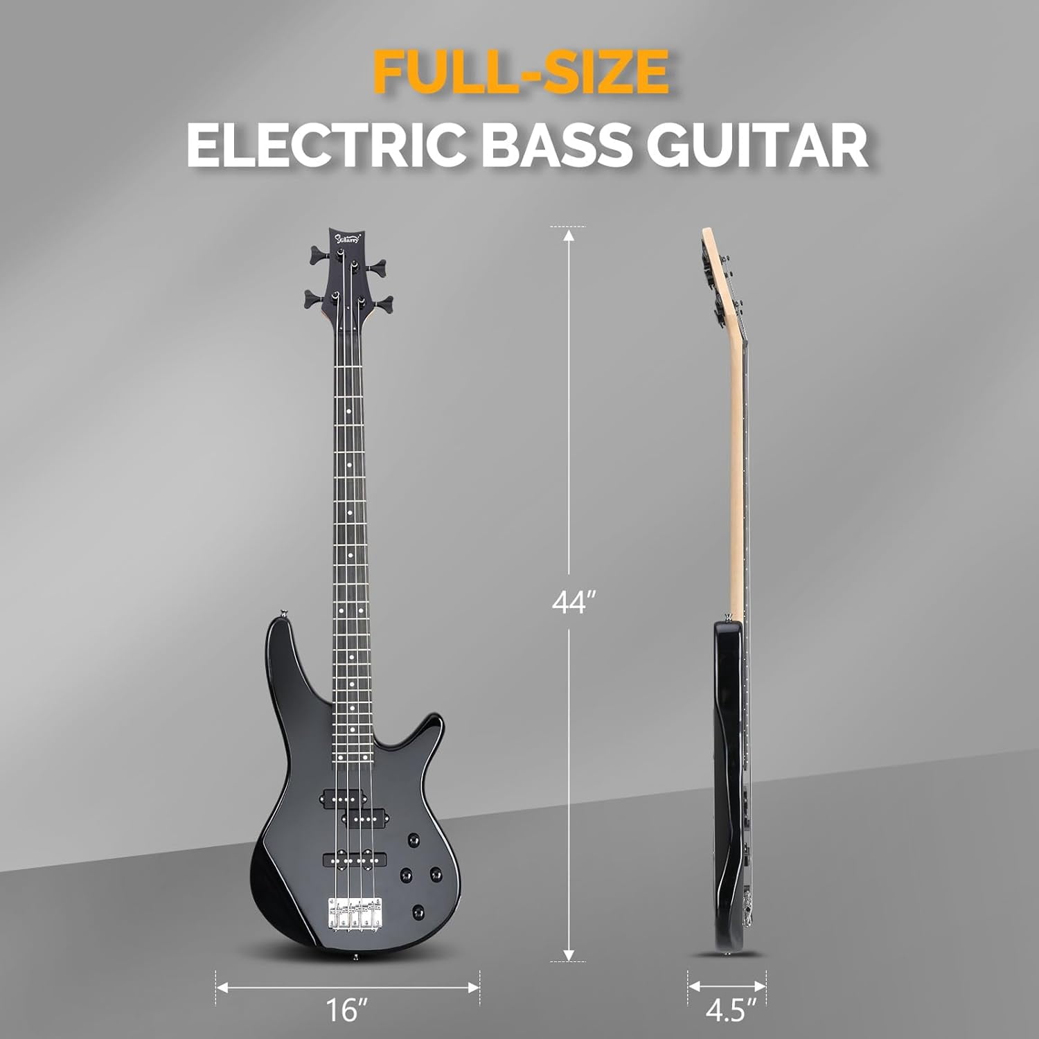 GLARRY 4 String Electric Bass Guitar Beginner Kit, GIB Series Full Size Solid Body Bass Guitar with 20W AMP, Gig Bag Backpack and Accessories (Dark Blue)